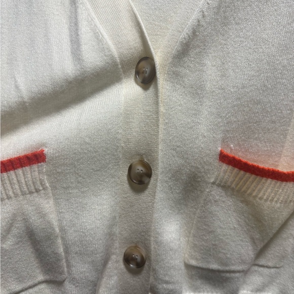 Cream Cardigan with Orange Accents - Picture 7 of 8